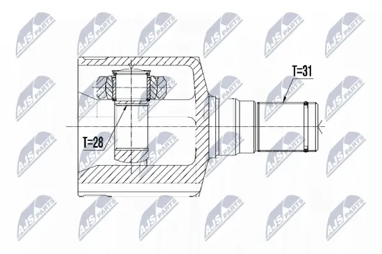 Gelenksatz, Antriebswelle Vorderachse links NTY NPW-FR-095 Bild Gelenksatz, Antriebswelle Vorderachse links NTY NPW-FR-095
