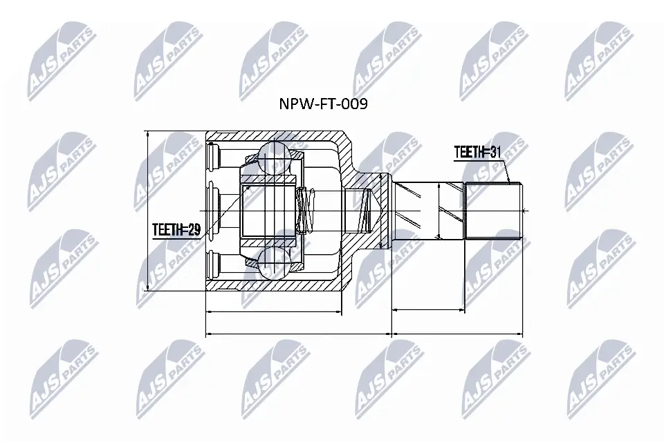 Gelenksatz, Antriebswelle getriebeseitig NTY NPW-FT-009