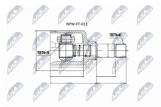 Gelenksatz, Antriebswelle Vorderachse links Vorderachse rechts radseitig NTY NPW-FT-011 Bild Gelenksatz, Antriebswelle Vorderachse links Vorderachse rechts radseitig NTY NPW-FT-011