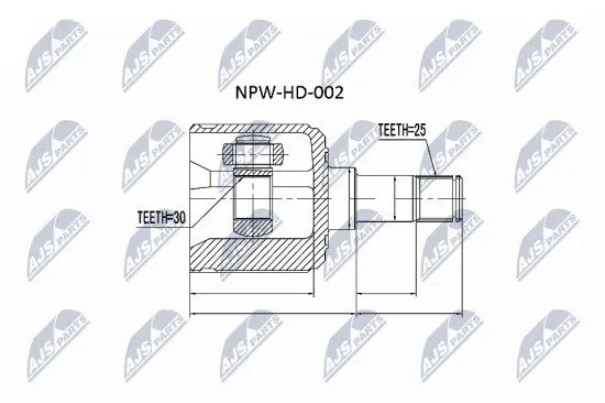 Gelenksatz, Antriebswelle Vorderachse links getriebeseitig Vorderachse rechts radseitig NTY NPW-HD-002 Bild Gelenksatz, Antriebswelle Vorderachse links getriebeseitig Vorderachse rechts radseitig NTY NPW-HD-002