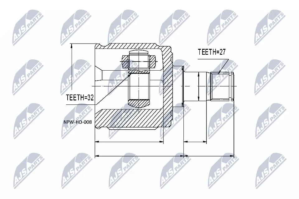 Gelenksatz, Antriebswelle Vorderachse rechts getriebeseitig NTY NPW-HD-008