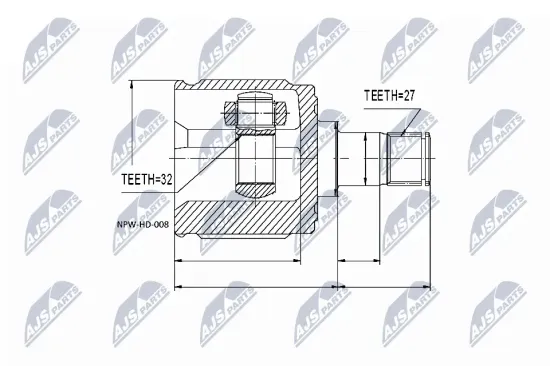 Gelenksatz, Antriebswelle Vorderachse rechts getriebeseitig NTY NPW-HD-008 Bild Gelenksatz, Antriebswelle Vorderachse rechts getriebeseitig NTY NPW-HD-008