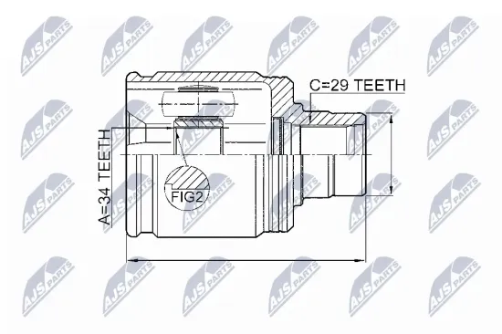 Gelenksatz, Antriebswelle getriebeseitig Vorderachse rechts NTY NPW-HD-017 Bild Gelenksatz, Antriebswelle getriebeseitig Vorderachse rechts NTY NPW-HD-017
