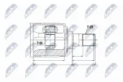 Gelenksatz, Antriebswelle getriebeseitig Vorderachse links NTY NPW-HD-018