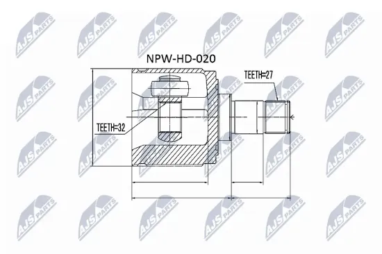 Gelenksatz, Antriebswelle Vorderachse rechts getriebeseitig NTY NPW-HD-020 Bild Gelenksatz, Antriebswelle Vorderachse rechts getriebeseitig NTY NPW-HD-020