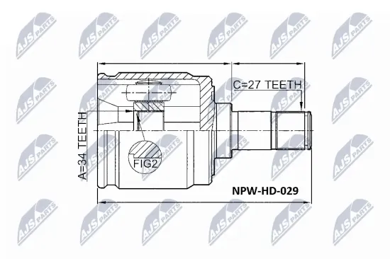 Gelenksatz, Antriebswelle getriebeseitig Vorderachse links NTY NPW-HD-029 Bild Gelenksatz, Antriebswelle getriebeseitig Vorderachse links NTY NPW-HD-029