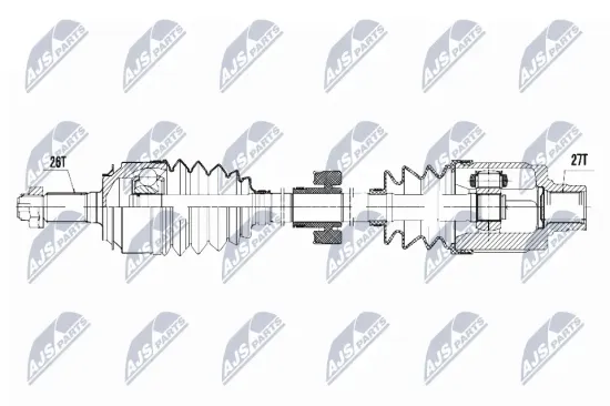 Antriebswelle Vorderachse rechts NTY NPW-HD-047 Bild Antriebswelle Vorderachse rechts NTY NPW-HD-047