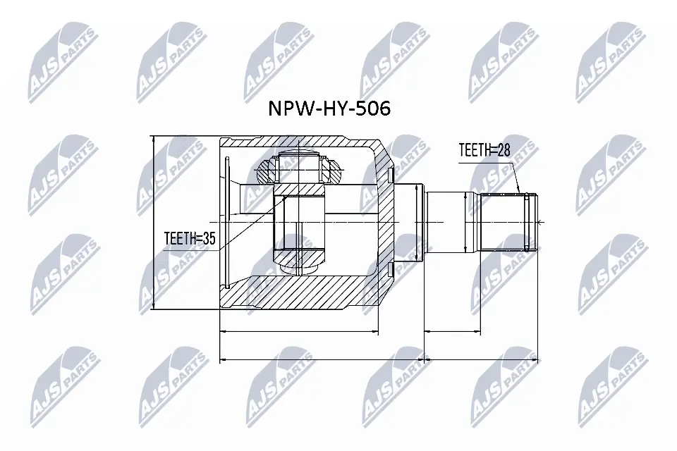 Gelenksatz, Antriebswelle Vorderachse links getriebeseitig NTY NPW-HY-506