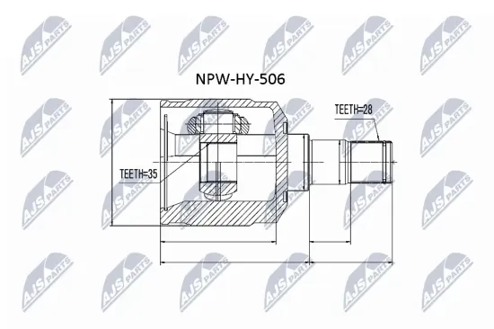 Gelenksatz, Antriebswelle Vorderachse links getriebeseitig NTY NPW-HY-506 Bild Gelenksatz, Antriebswelle Vorderachse links getriebeseitig NTY NPW-HY-506