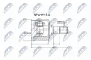 Gelenksatz, Antriebswelle getriebeseitig NTY NPW-HY-511
