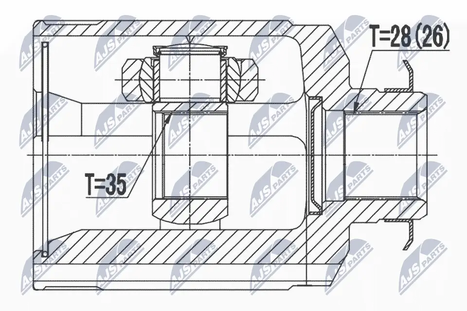Gelenksatz, Antriebswelle Vorderachse rechts getriebeseitig NTY NPW-HY-524