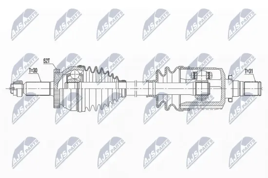 Antriebswelle Vorderachse links NTY NPW-HY-561 Bild Antriebswelle Vorderachse links NTY NPW-HY-561