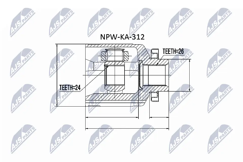 Gelenksatz, Antriebswelle getriebeseitig NTY NPW-KA-312