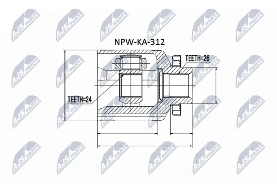 Gelenksatz, Antriebswelle getriebeseitig NTY NPW-KA-312 Bild Gelenksatz, Antriebswelle getriebeseitig NTY NPW-KA-312