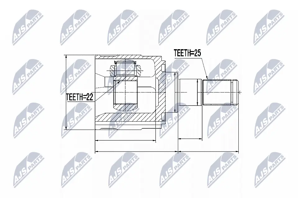 Gelenksatz, Antriebswelle Vorderachse getriebeseitig NTY NPW-KA-318