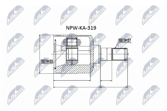 Gelenksatz, Antriebswelle radseitig getriebeseitig Vorderachse rechts NTY NPW-KA-319 Bild Gelenksatz, Antriebswelle radseitig getriebeseitig Vorderachse rechts NTY NPW-KA-319