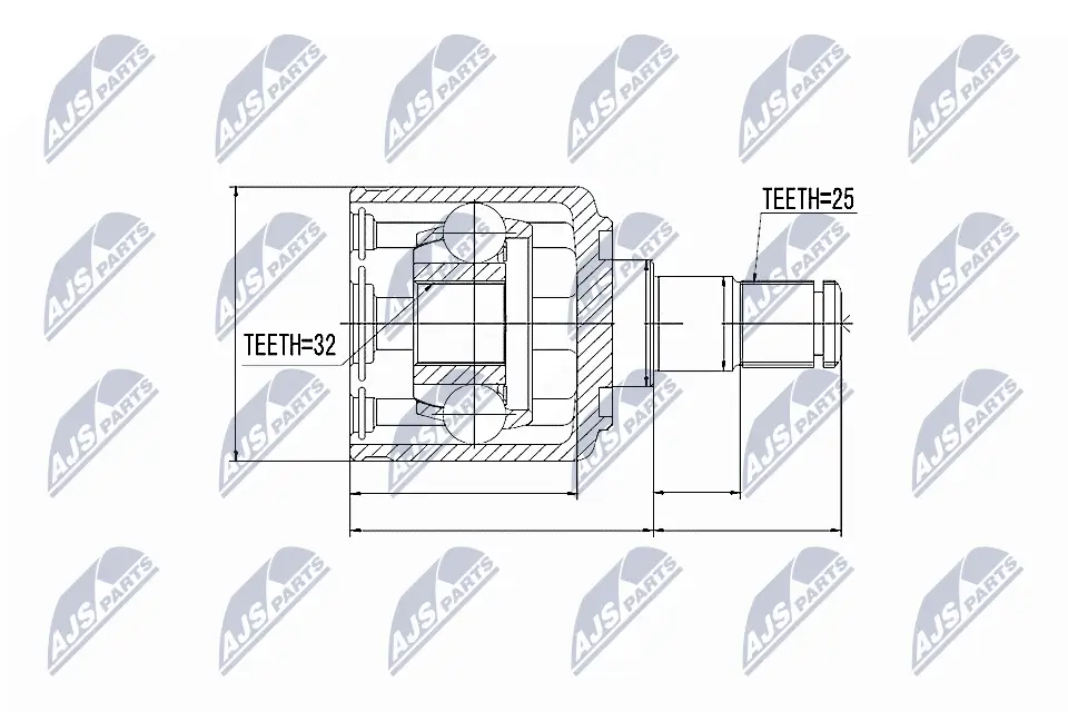 Gelenksatz, Antriebswelle getriebeseitig NTY NPW-LR-002