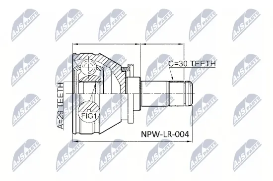 Gelenksatz, Antriebswelle getriebeseitig Vorderachse links NTY NPW-LR-004 Bild Gelenksatz, Antriebswelle getriebeseitig Vorderachse links NTY NPW-LR-004