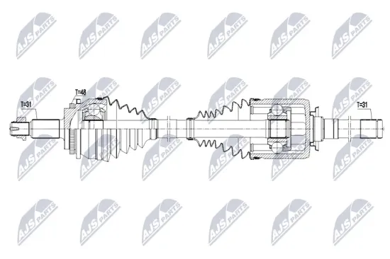 Antriebswelle Hinterachse rechts NTY NPW-LR-017 Bild Antriebswelle Hinterachse rechts NTY NPW-LR-017