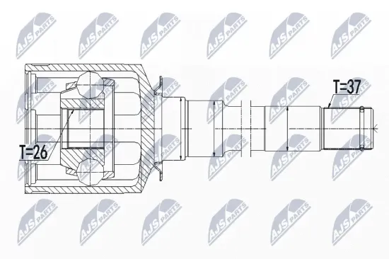 Gelenksatz, Antriebswelle Vorderachse rechts NTY NPW-ME-058 Bild Gelenksatz, Antriebswelle Vorderachse rechts NTY NPW-ME-058