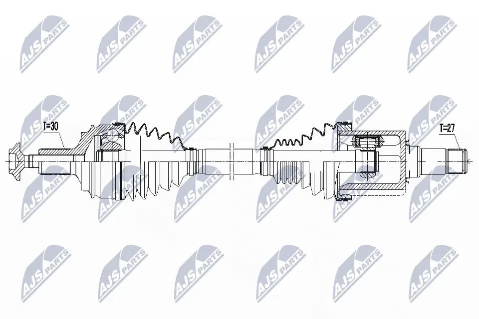Gelenksatz, Antriebswelle getriebeseitig Vorderachse rechts NTY NPW-MZ-019