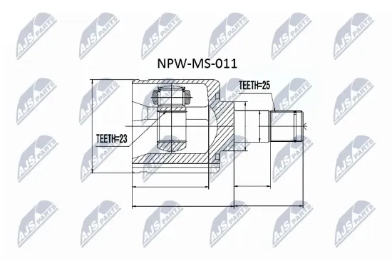 Gelenksatz, Antriebswelle Vorderachse rechts radseitig getriebeseitig NTY NPW-MS-011 Bild Gelenksatz, Antriebswelle Vorderachse rechts radseitig getriebeseitig NTY NPW-MS-011