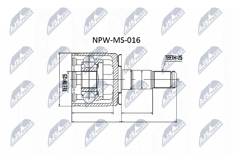 Gelenksatz, Antriebswelle getriebeseitig NTY NPW-MS-016