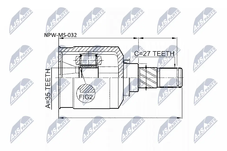 Gelenksatz, Antriebswelle Vorderachse rechts getriebeseitig NTY NPW-MS-032