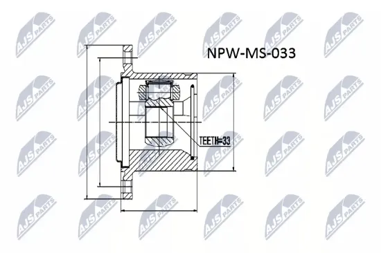 Gelenksatz, Antriebswelle Vorderachse rechts Vorderachse links getriebeseitig NTY NPW-MS-033 Bild Gelenksatz, Antriebswelle Vorderachse rechts Vorderachse links getriebeseitig NTY NPW-MS-033