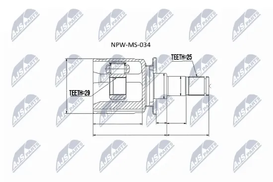 Gelenksatz, Antriebswelle Hinterachse links Hinterachse rechts getriebeseitig Hinterachse NTY NPW-MS-034 Bild Gelenksatz, Antriebswelle Hinterachse links Hinterachse rechts getriebeseitig Hinterachse NTY NPW-MS-034