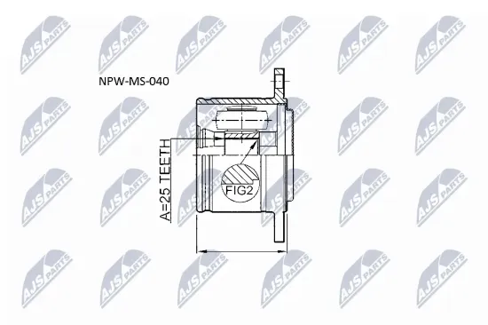 Gelenksatz, Antriebswelle Vorderachse rechts getriebeseitig NTY NPW-MS-040 Bild Gelenksatz, Antriebswelle Vorderachse rechts getriebeseitig NTY NPW-MS-040