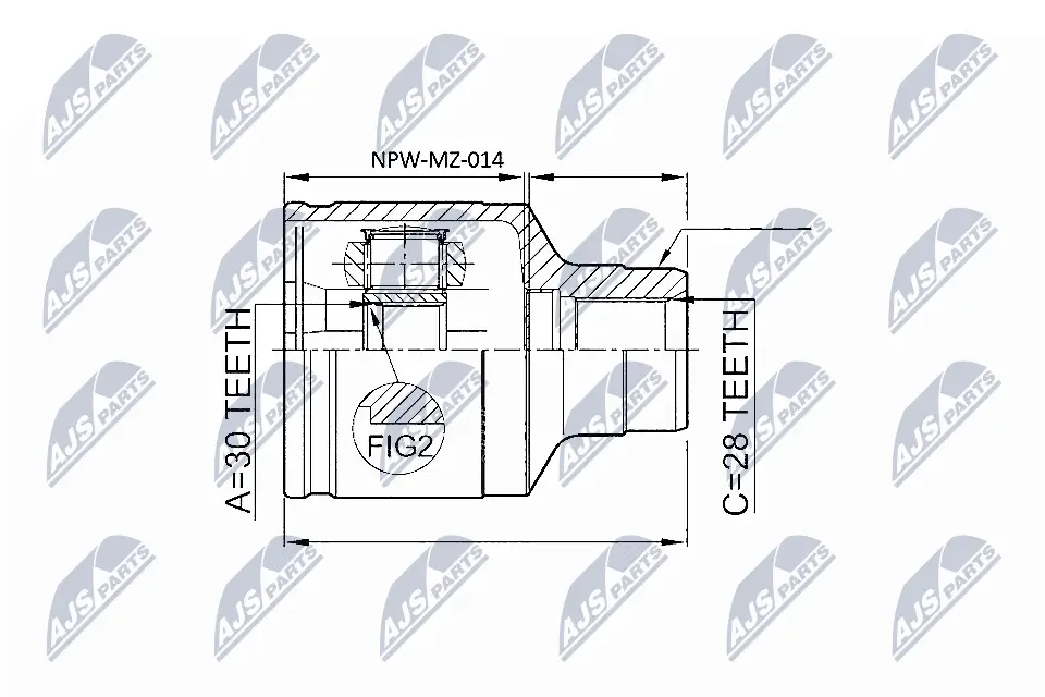 Gelenksatz, Antriebswelle getriebeseitig NTY NPW-MZ-014