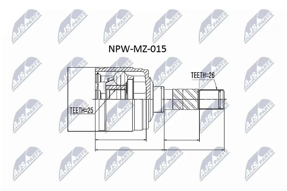 Gelenksatz, Antriebswelle Vorderachse links getriebeseitig NTY NPW-MZ-015