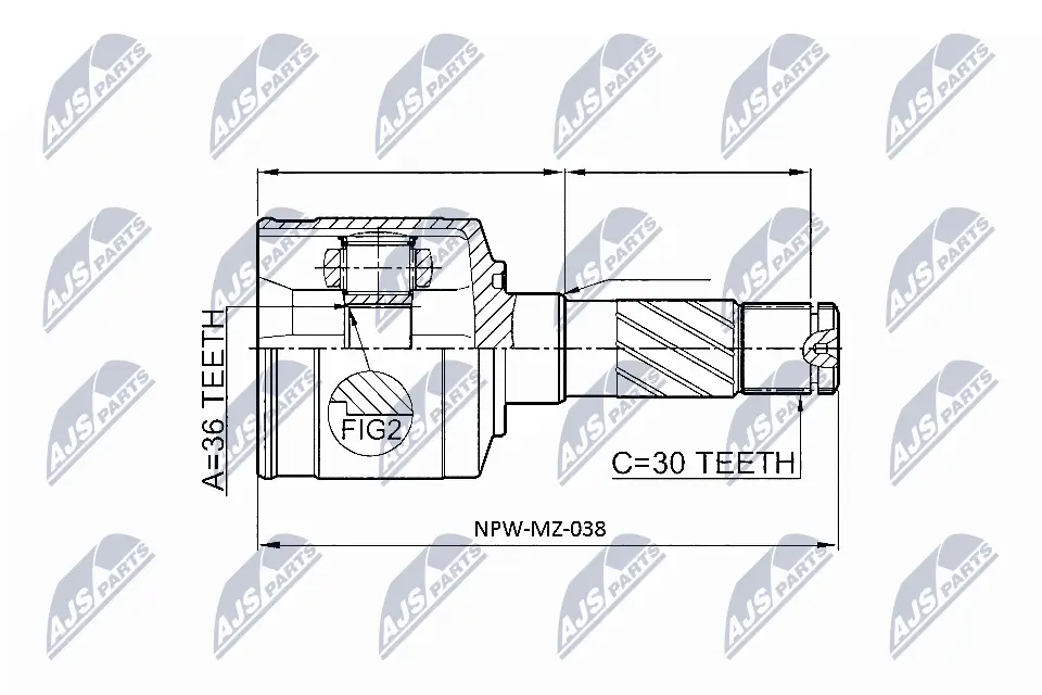 Gelenksatz, Antriebswelle Vorderachse links getriebeseitig NTY NPW-MZ-038