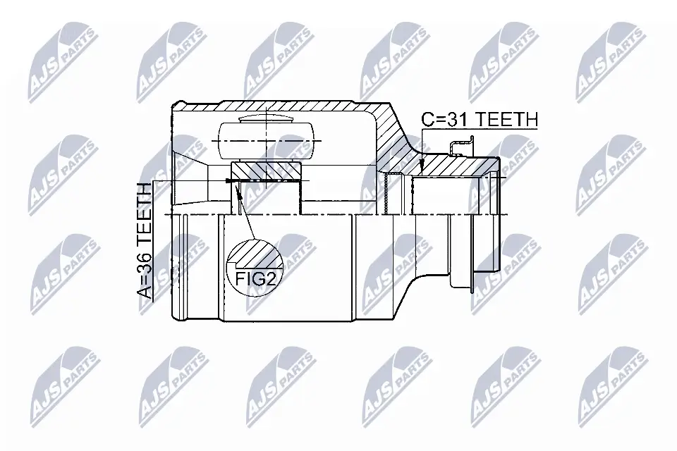 Gelenksatz, Antriebswelle Vorderachse rechts NTY NPW-MZ-046