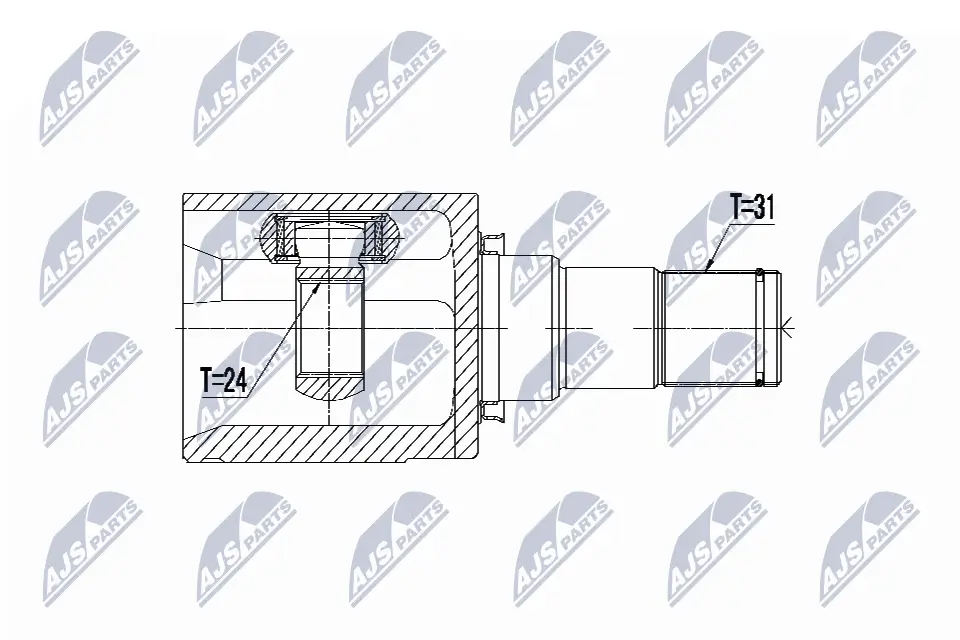 Gelenksatz, Antriebswelle getriebeseitig Vorderachse links NTY NPW-MZ-049