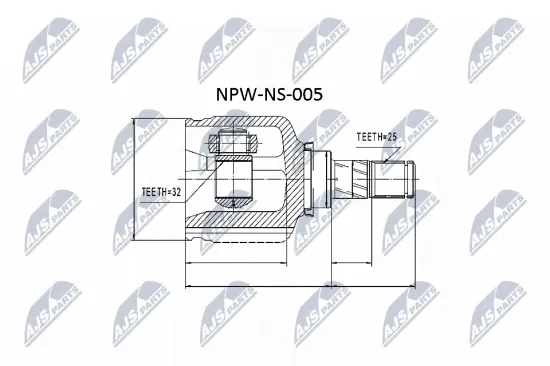 Gelenksatz, Antriebswelle getriebeseitig NTY NPW-NS-005 Bild Gelenksatz, Antriebswelle getriebeseitig NTY NPW-NS-005