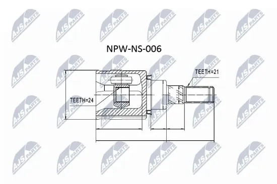 Gelenksatz, Antriebswelle Hinterachse getriebeseitig Hinterachse links Hinterachse rechts NTY NPW-NS-006 Bild Gelenksatz, Antriebswelle Hinterachse getriebeseitig Hinterachse links Hinterachse rechts NTY NPW-NS-006