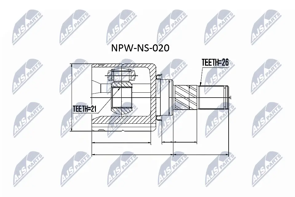 Gelenksatz, Antriebswelle getriebeseitig NTY NPW-NS-020
