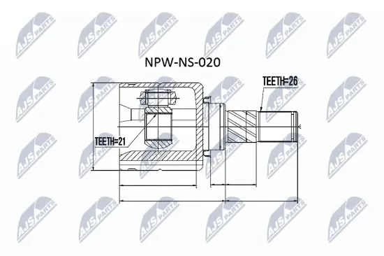 Gelenksatz, Antriebswelle getriebeseitig NTY NPW-NS-020 Bild Gelenksatz, Antriebswelle getriebeseitig NTY NPW-NS-020