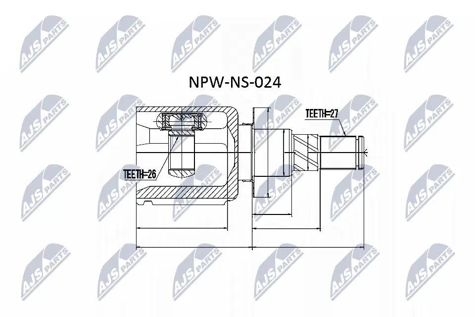 Gelenksatz, Antriebswelle Vorderachse links Vorderachse rechts getriebeseitig NTY NPW-NS-024