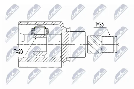 Gelenksatz, Antriebswelle Vorderachse rechts NTY NPW-NS-135 Bild Gelenksatz, Antriebswelle Vorderachse rechts NTY NPW-NS-135