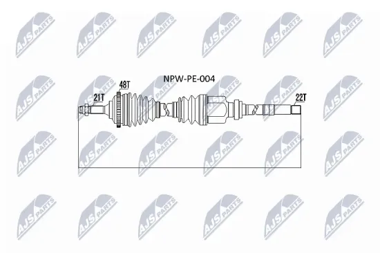 Antriebswelle Vorderachse rechts NTY NPW-PE-004 Bild Antriebswelle Vorderachse rechts NTY NPW-PE-004