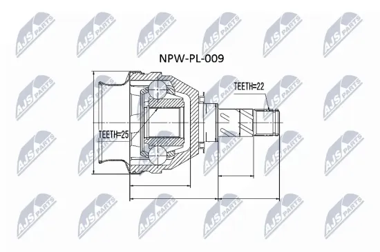Gelenksatz, Antriebswelle getriebeseitig NTY NPW-PL-009 Bild Gelenksatz, Antriebswelle getriebeseitig NTY NPW-PL-009