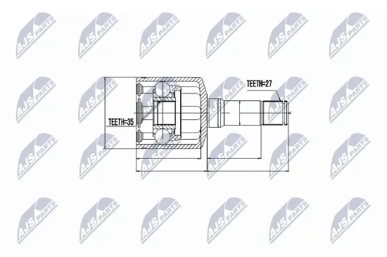 Gelenksatz, Antriebswelle Vorderachse links Vorderachse rechts getriebeseitig NTY NPW-PL-011 Bild Gelenksatz, Antriebswelle Vorderachse links Vorderachse rechts getriebeseitig NTY NPW-PL-011