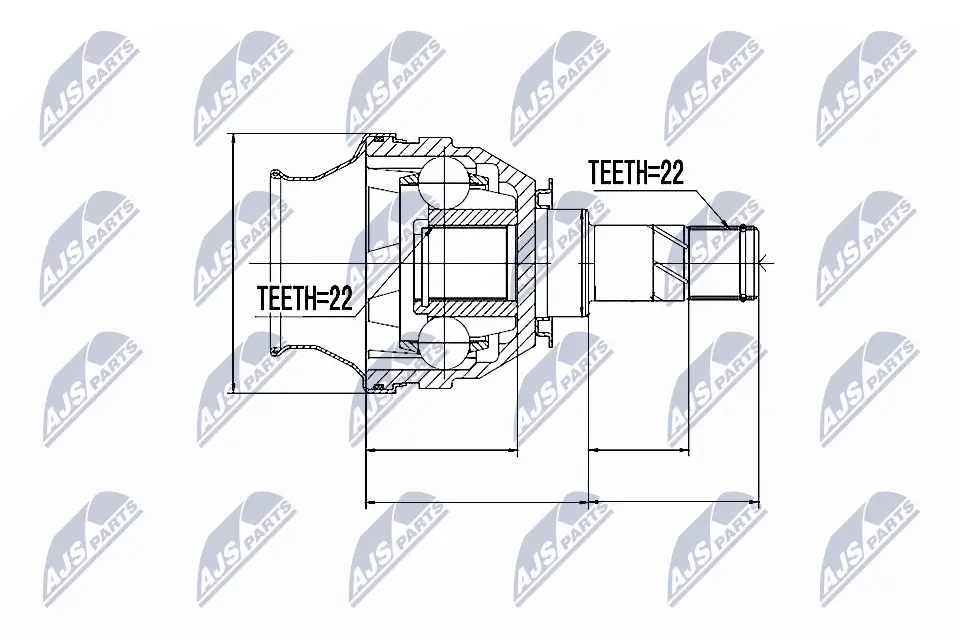 Gelenksatz, Antriebswelle Vorderachse getriebeseitig NTY NPW-PL-026