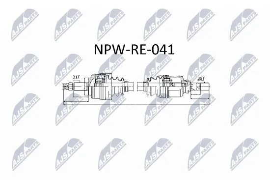 Antriebswelle Vorderachse links NTY NPW-RE-041 Bild Antriebswelle Vorderachse links NTY NPW-RE-041