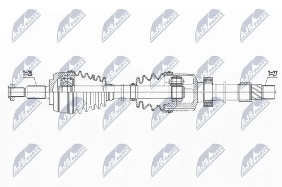 Antriebswelle 1. Vorderachse rechts NTY NPW-RE-167 Bild Antriebswelle 1. Vorderachse rechts NTY NPW-RE-167