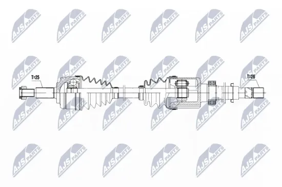 Antriebswelle Vorderachse rechts NTY NPW-RE-187 Bild Antriebswelle Vorderachse rechts NTY NPW-RE-187