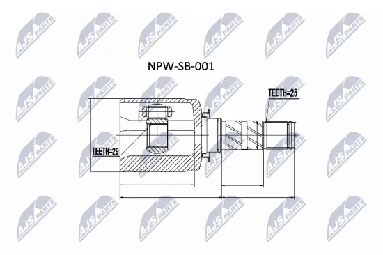 Gelenksatz, Antriebswelle Vorderachse links Vorderachse rechts getriebeseitig NTY NPW-SB-001 Bild Gelenksatz, Antriebswelle Vorderachse links Vorderachse rechts getriebeseitig NTY NPW-SB-001